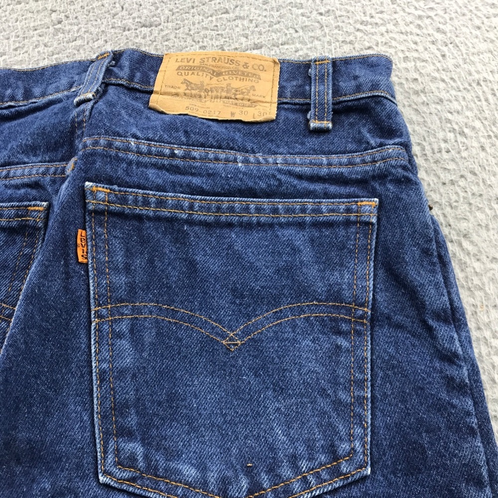 Vintage Levis Jeans Mens 30x30 Blue Orange Tab 509 80s Dark Wash Made in USA